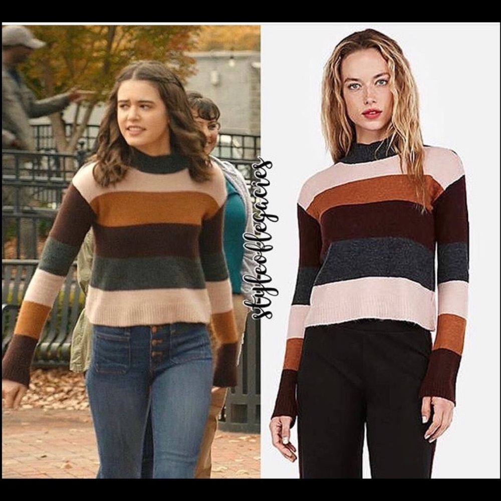 Express Mock Neck Striped Sweater